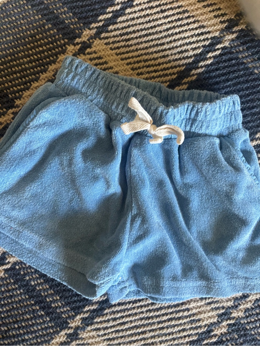 Kids Light Blue Terry Pull-On Shorts with Drawstring